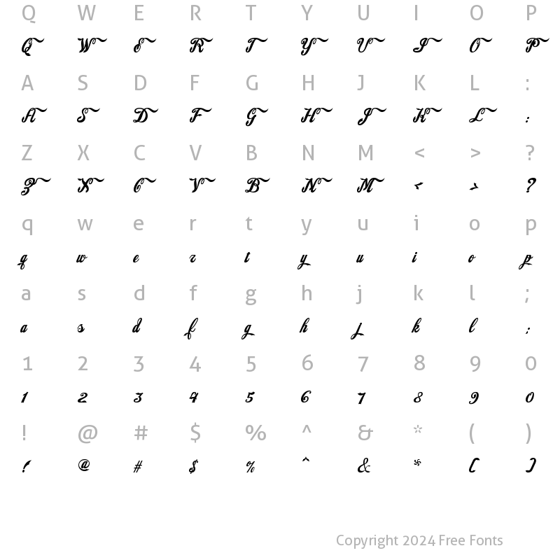 Character Map of American Pop Two Regular