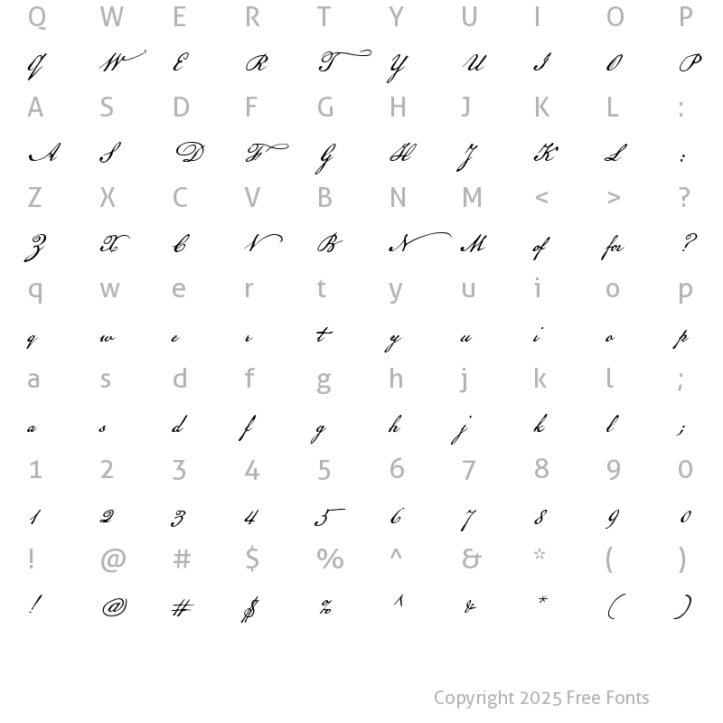 Character Map of American Scribe Regular