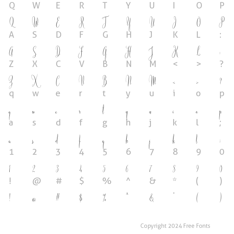 Character Map of American Script Regular