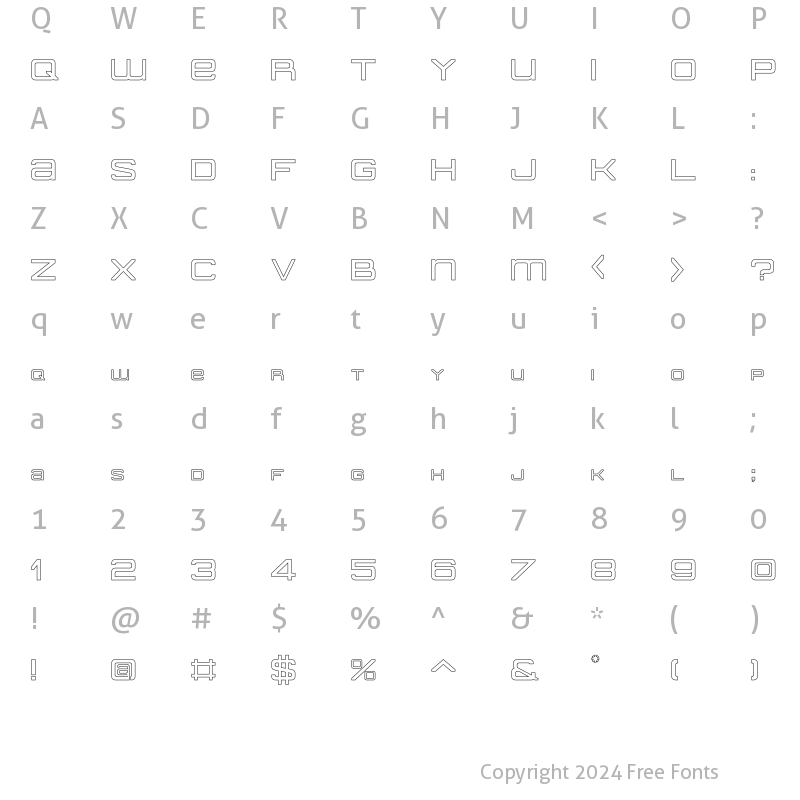 Character Map of American Sensation Hollow Regular