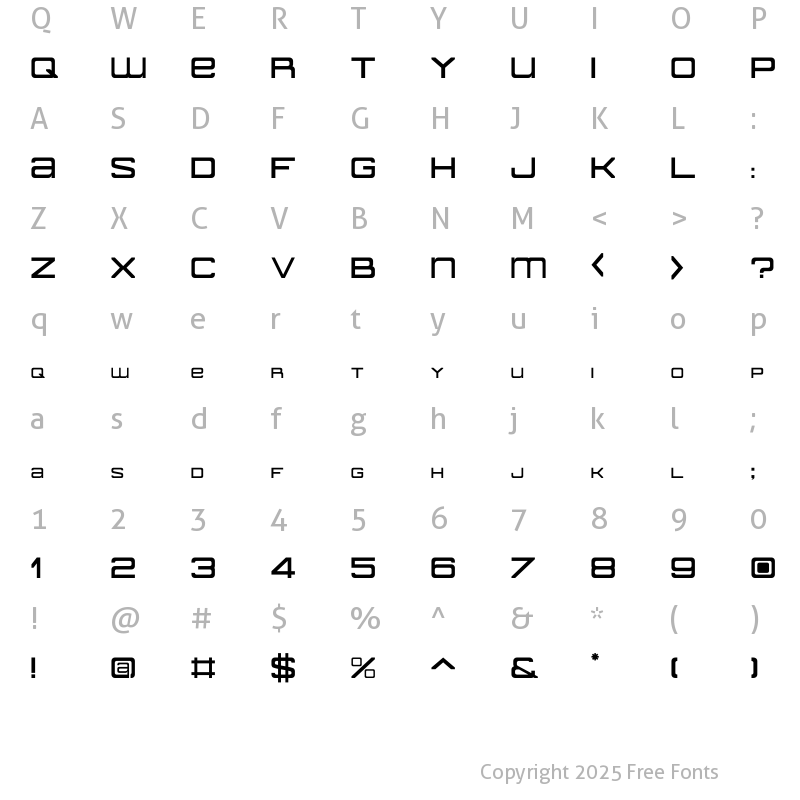 Character Map of American Sensation Regular