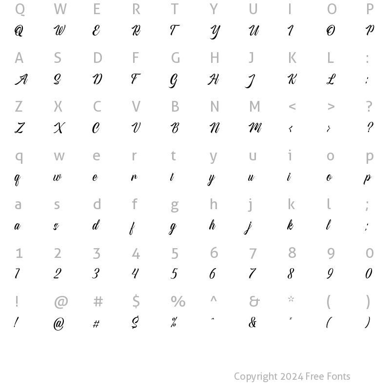 Character Map of American Signer Personal Use Regular