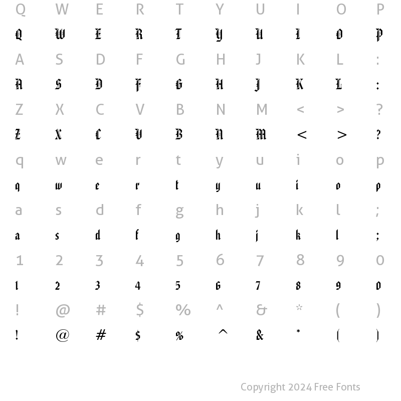 Character Map of American Text Regular