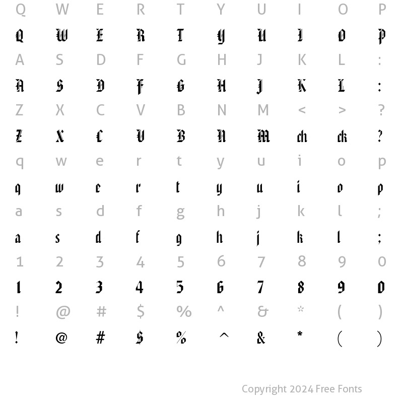 Character Map of American TextC Regular