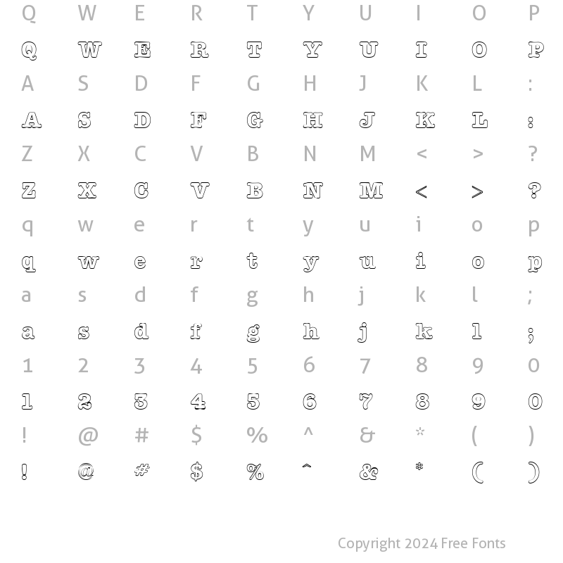 Character Map of American Type Outline Regular