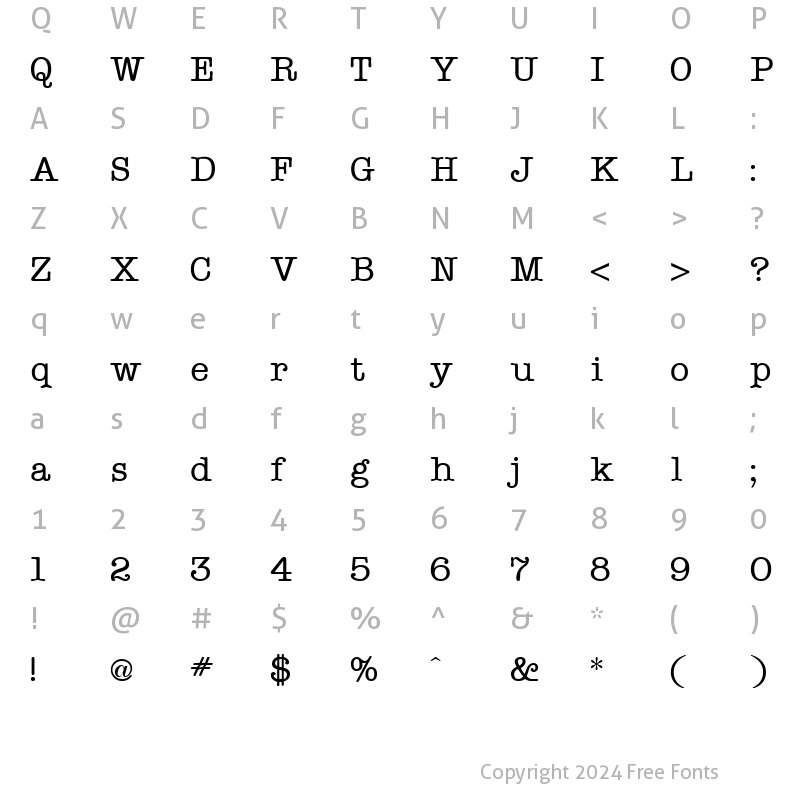 Character Map of American Type Regular