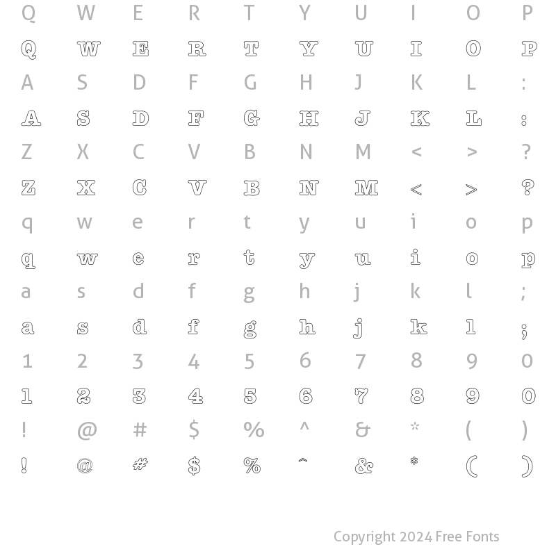 Character Map of American TypeOutline Regular