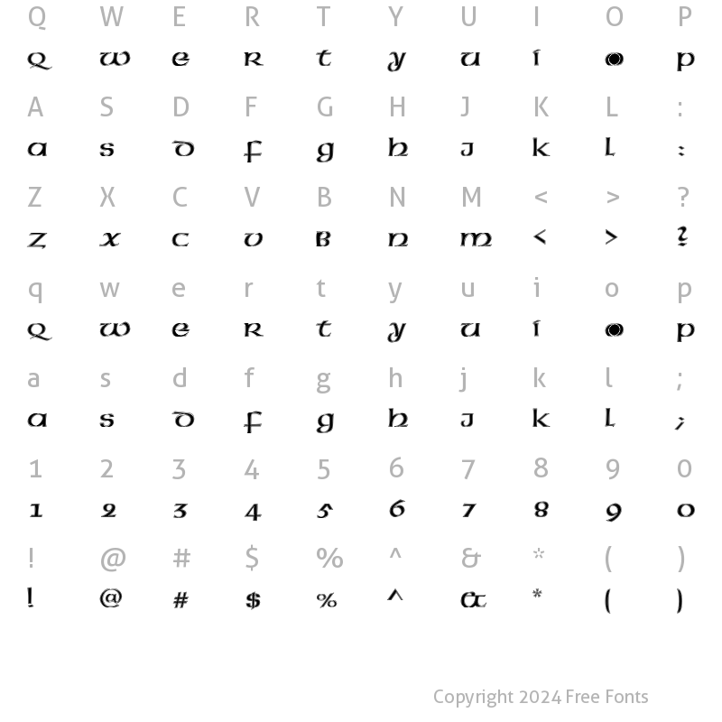 Character Map of American Uncial D In1 Regular