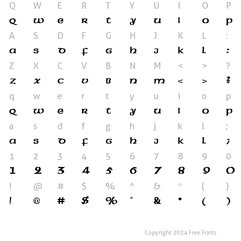 Character Map of American Uncial Initials Bold