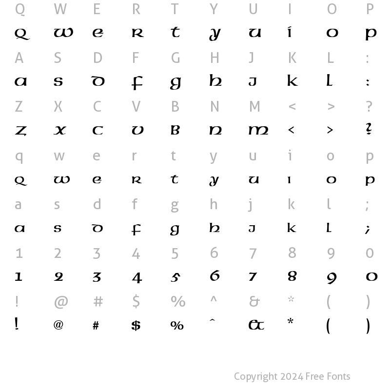 Character Map of American Uncial Normal