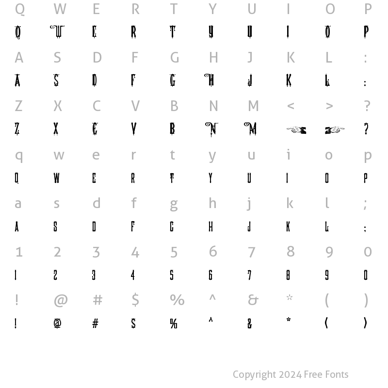 Character Map of American West Regular