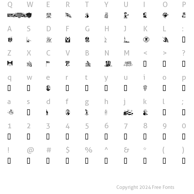 Character Map of Americanic Regular