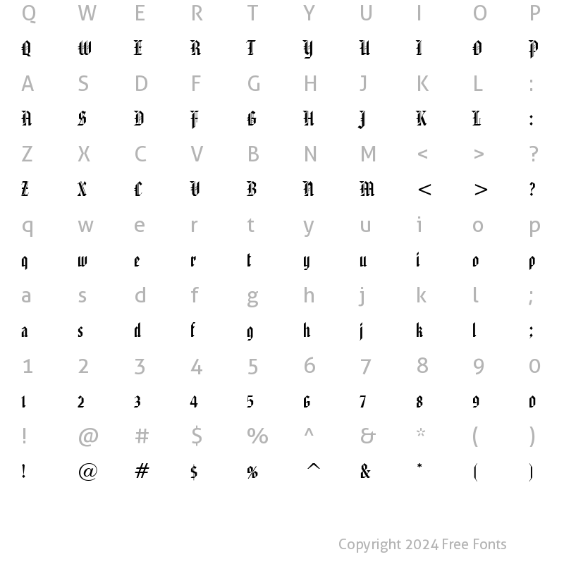 Character Map of AmericanText BT Regular