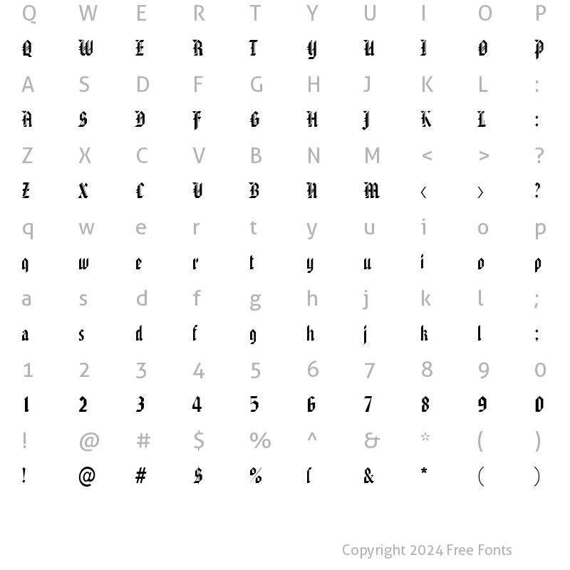 Character Map of AmericanText DB Regular