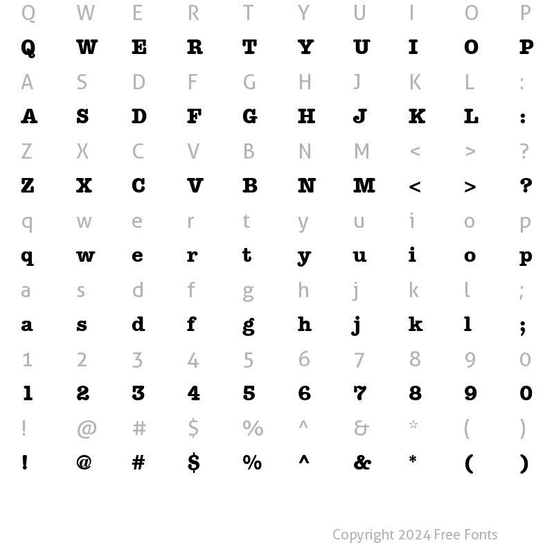 Character Map of AmericanTypewriter Bold