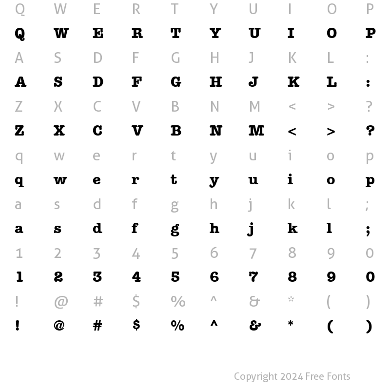 Character Map of AmericanTypewriter BoldA