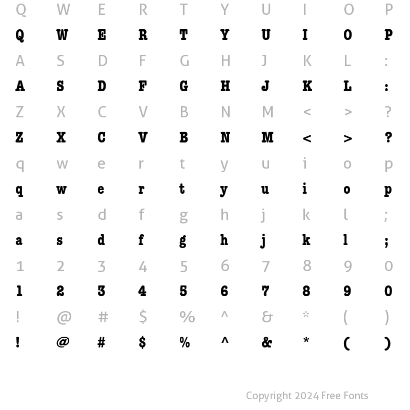 Character Map of AmericanTypewriter BoldCond