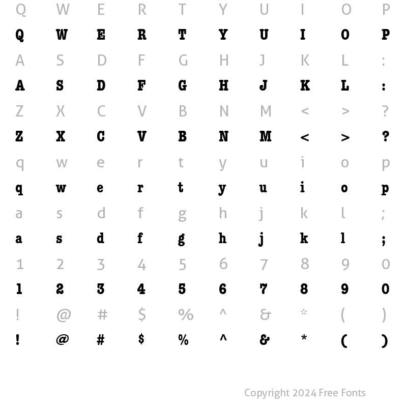 Character Map of AmericanTypewriter BoldCondA