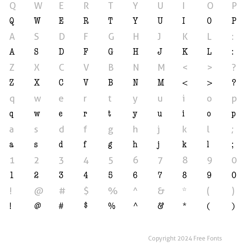 Character Map of AmericanTypewriter CondA