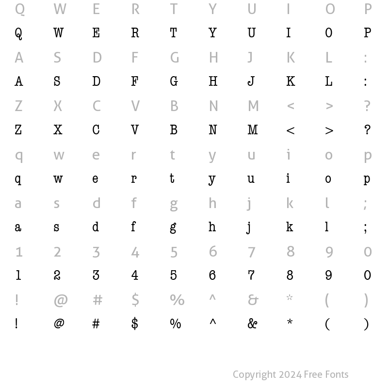 Character Map of AmericanTypewriter LT Cn Regular