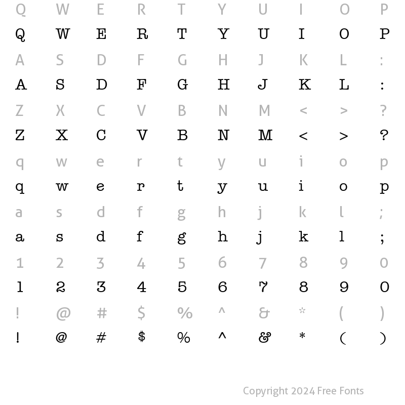 Character Map of AmericanTypewriter LT MediumA Regular