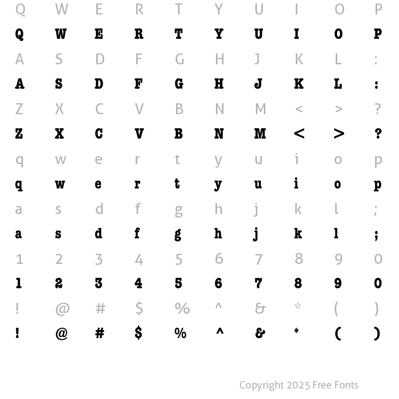 Character Map of AmericanTypewriterCondensedBQ Regular