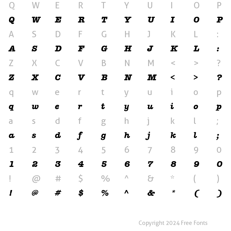 Character Map of AmericanTypItcTBol Italic