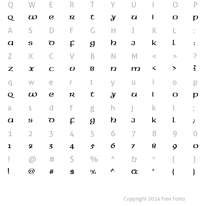 Character Map of AmericanUncialEF Regular