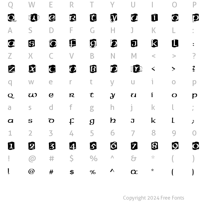 Character Map of AmericanUncIniD Regular