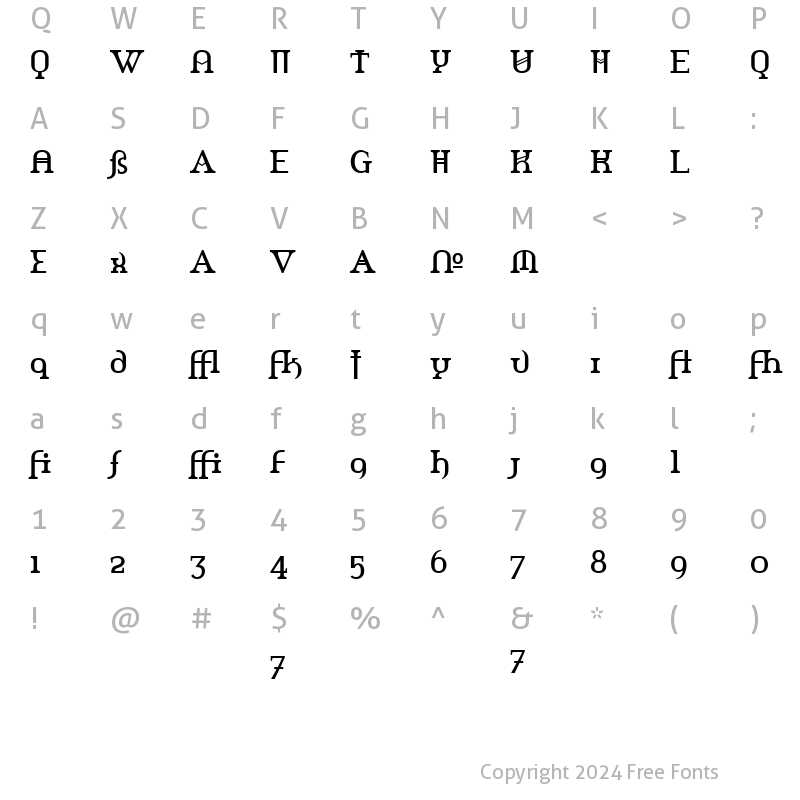 Character Map of Amerika Alternates Regular