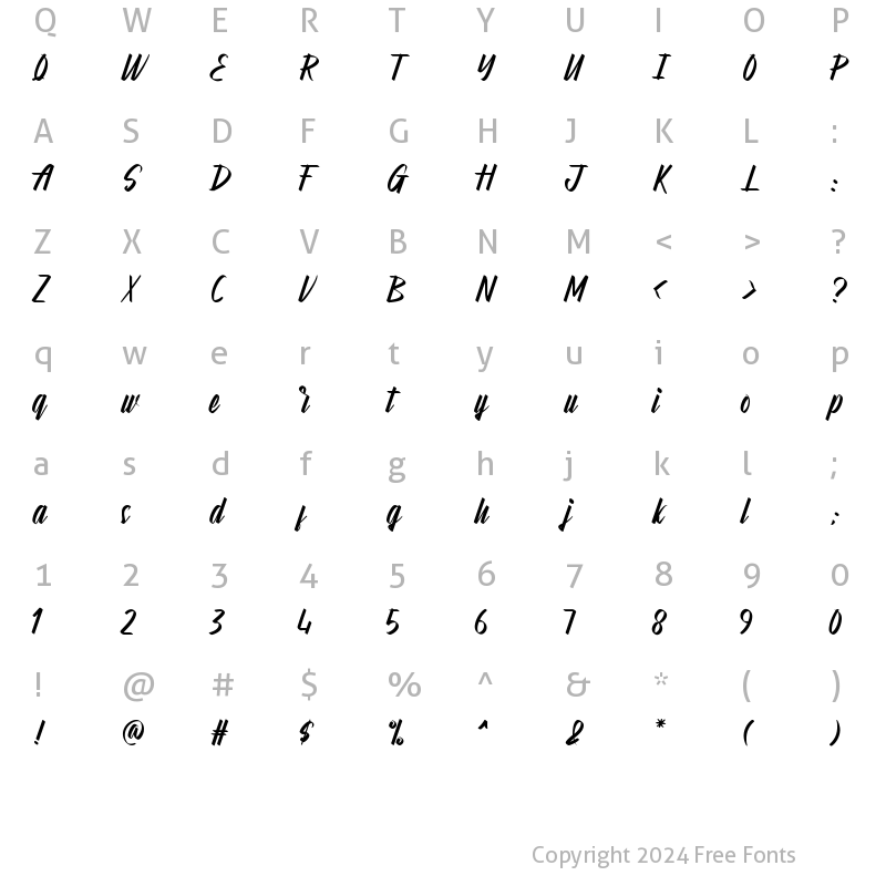 Character Map of Amerilatte Regular