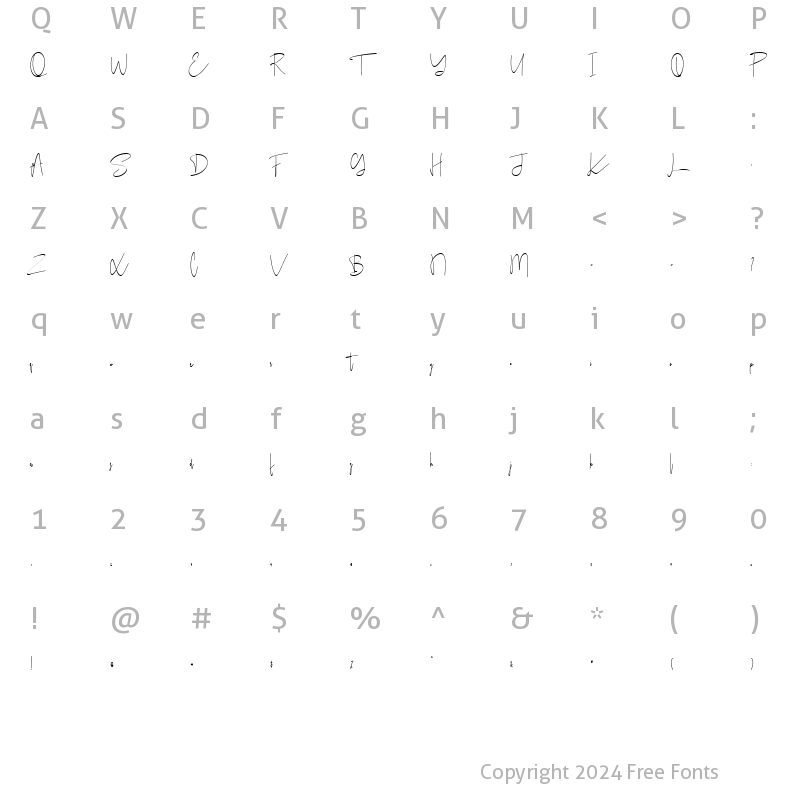 Character Map of Ameriondela Regular