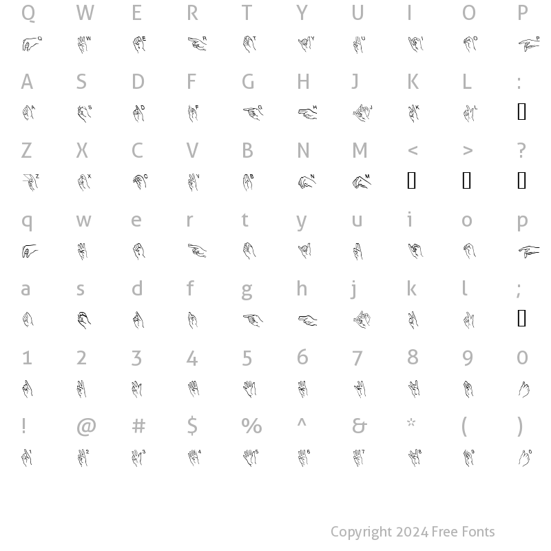 Character Map of AmerSignAlpha Regular