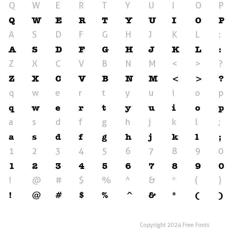 Character Map of AmerType Md BT Bold