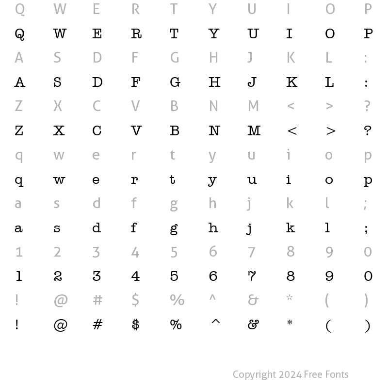 Character Map of AmerType Md BT Medium