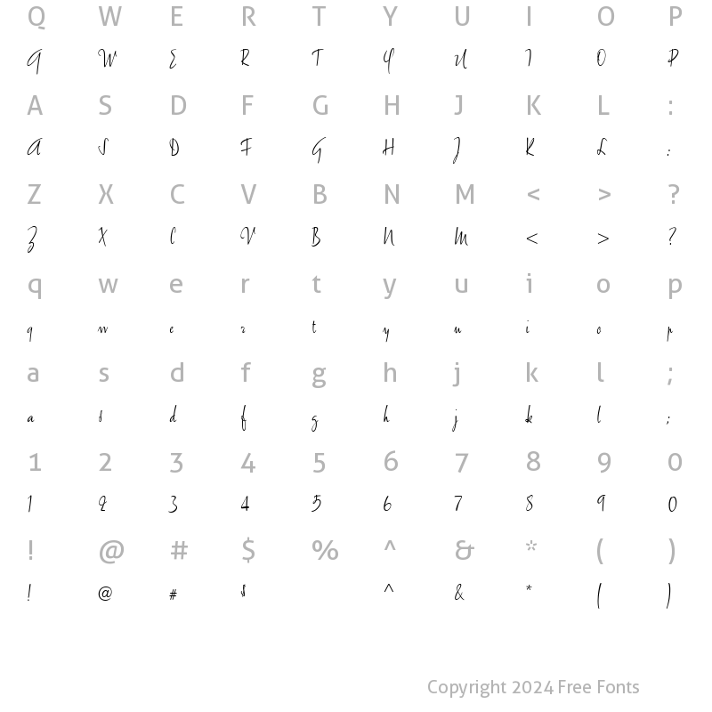 Character Map of Amethyste Regular