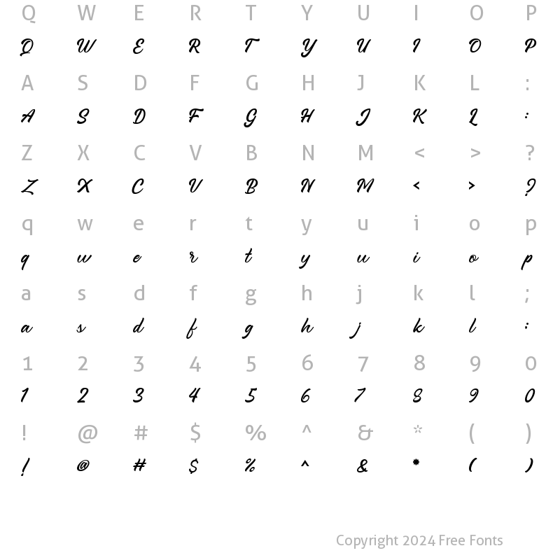 Character Map of Ameyasi Regular