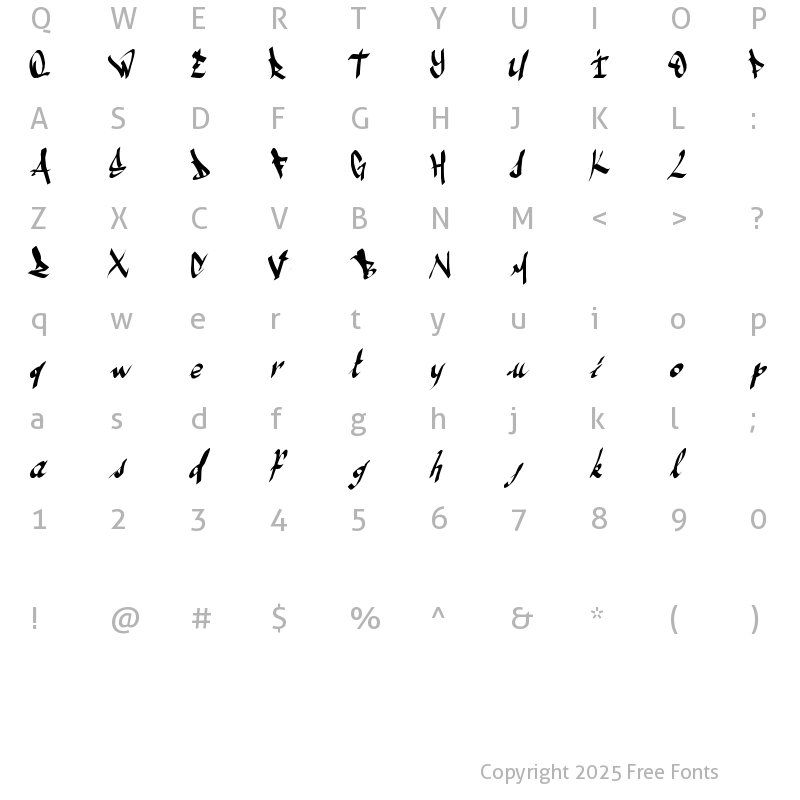 Character Map of ameze'sfont Regular