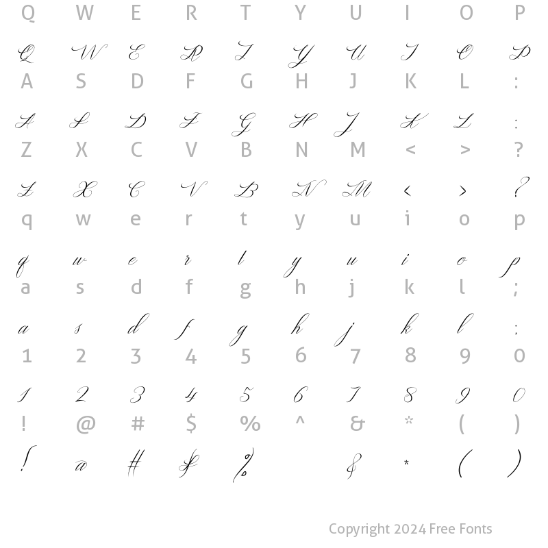 Character Map of Amfibi Script Regular