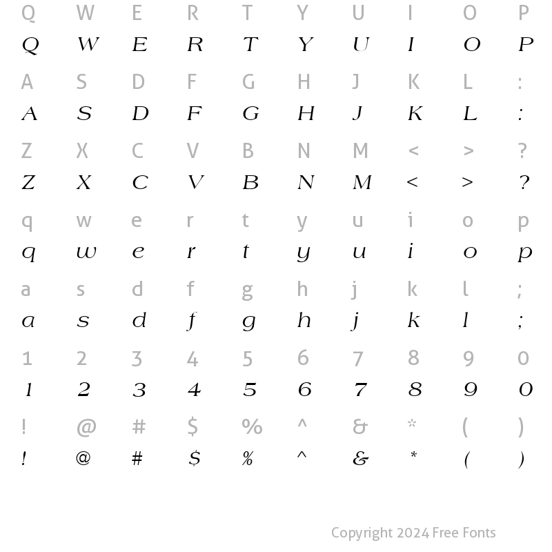 Character Map of Amherst Italic