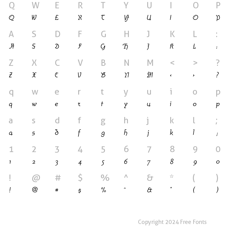 Character Map of AmherstGothicSplit LT Std Italic