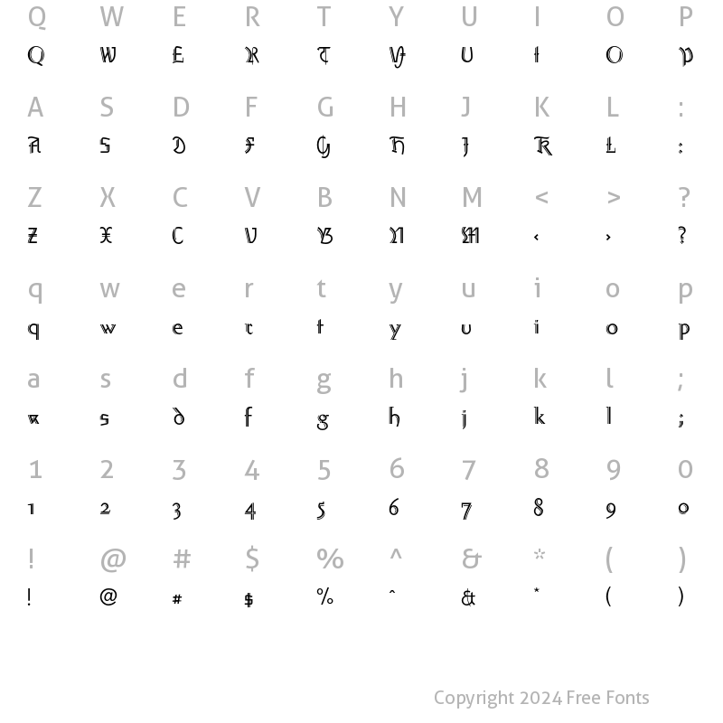 Character Map of AmherstGothicSplit LT Std Regular