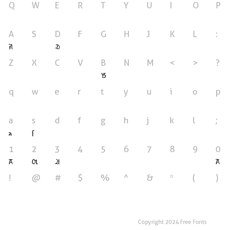 Character Map of AmherstGothicSplit LT Std RegularAlt