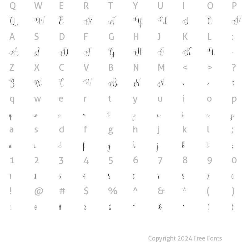 Character Map of Amidah Regular