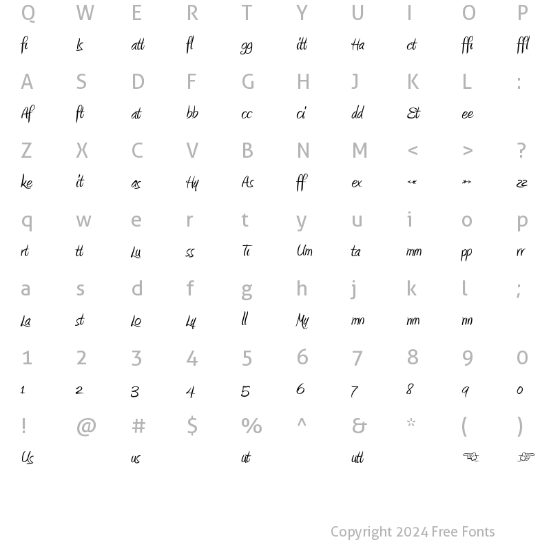 Character Map of Amienne Ligatures Regular