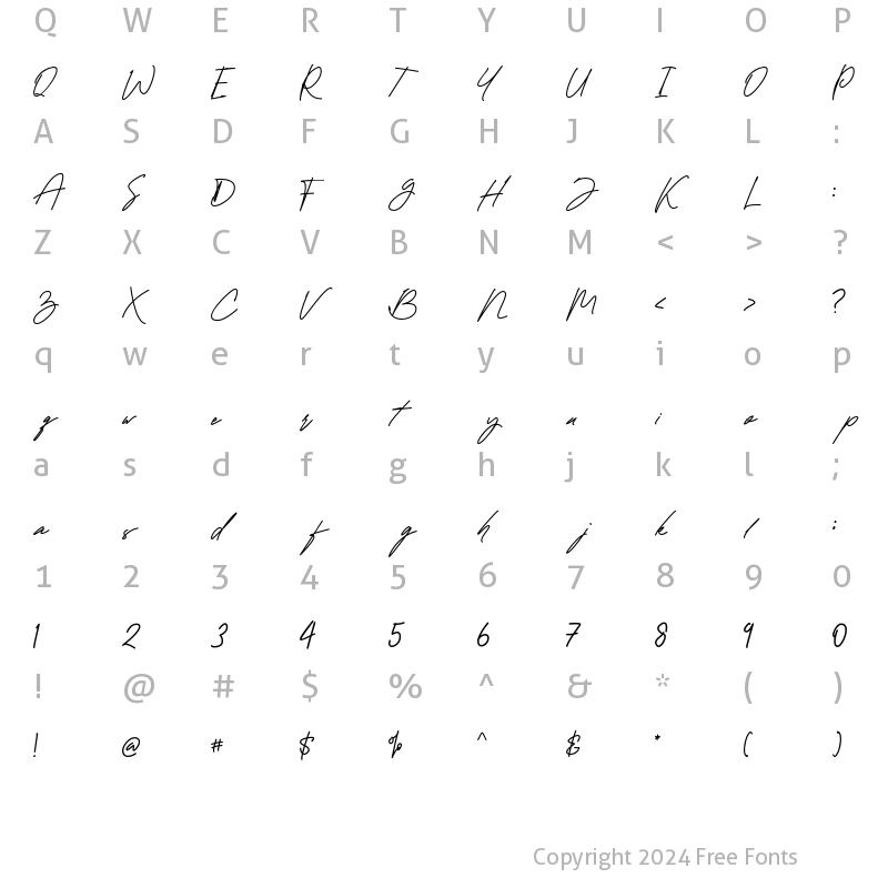 Character Map of Amighost Regular