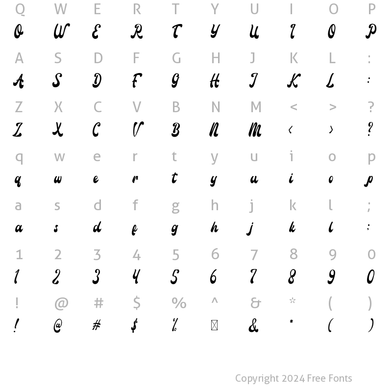 Character Map of Amigos Script Regular