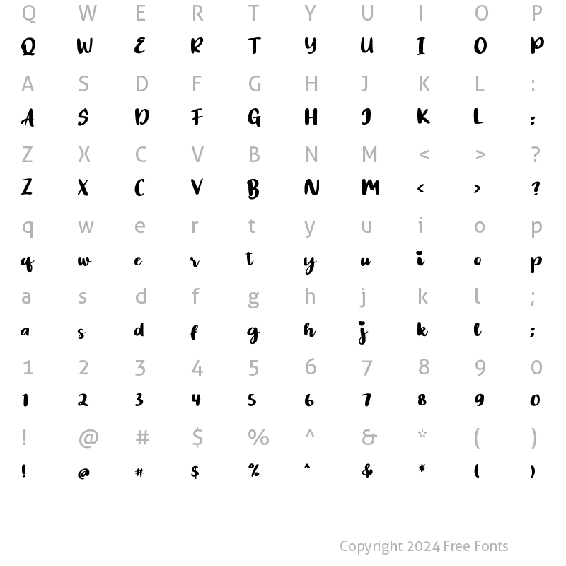 Character Map of Amilo Regular