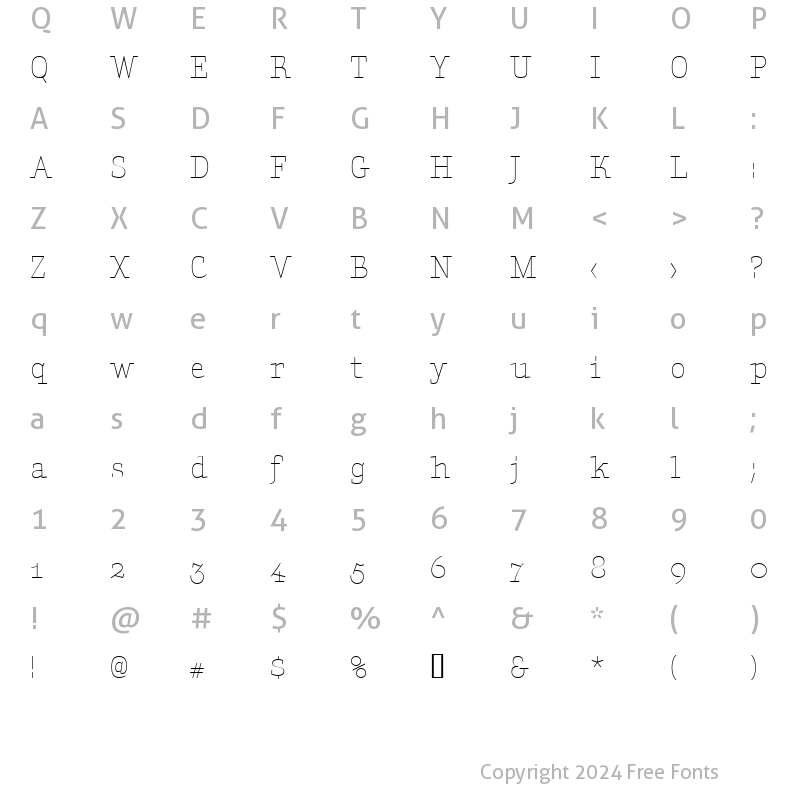 Character Map of AmintaLight Regular