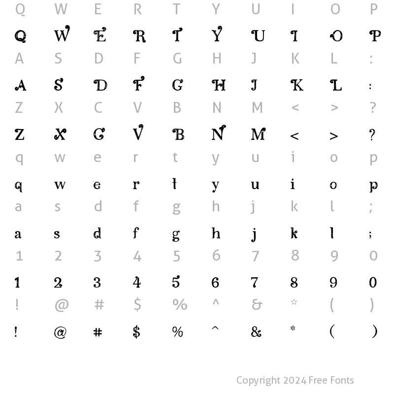 Character Map of Amkifuny Regular